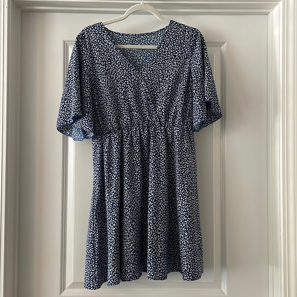 SHEIN Royal blue empire waist dress with flowy sleeves